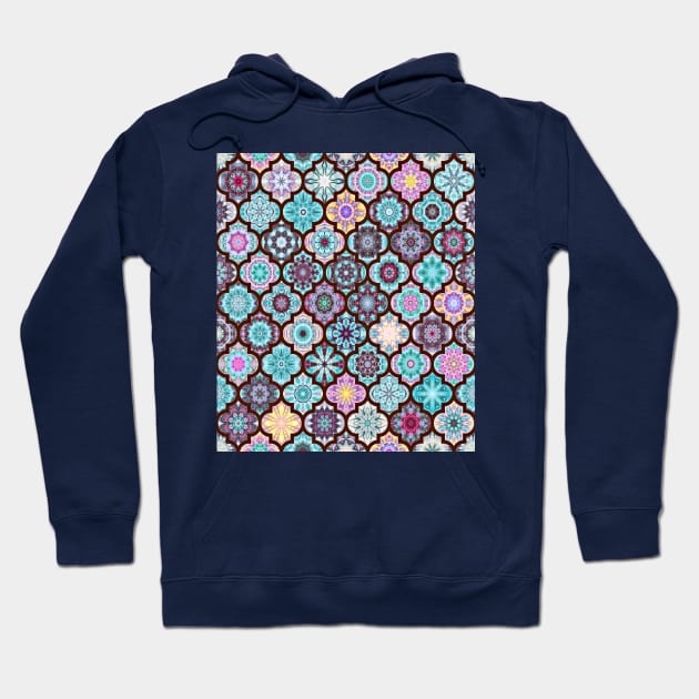 Moroccan Tile Pattern Teal Hoodie by ArtDreamStudio